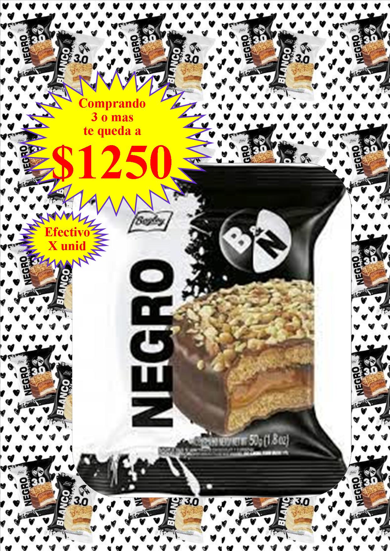 ALFAJOR BAGLEY B Y N TRIPLE 73.5g NEGRO